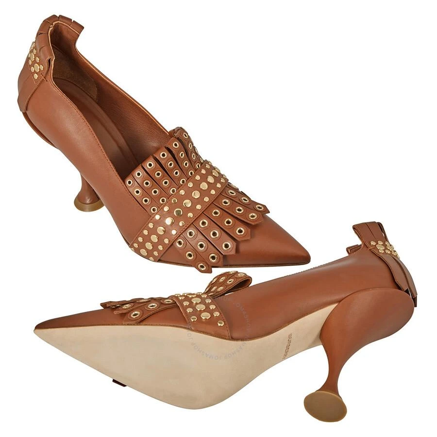 商品Burberry|Brown Studded Kiltie Fringe Leather Point Toe Pumps,价格¥1691,第2张图片详细描述