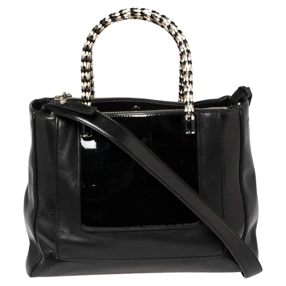 商品[二手商品] BVLGARI|Bvlgari Black Leather and Patent Leather Serpenti Scaglie Tote,价格¥4533,第1张图片