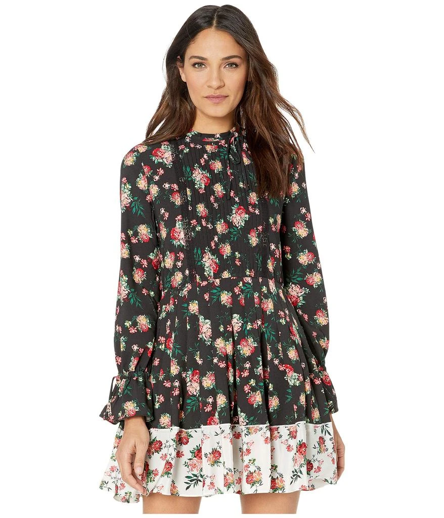 商品Juicy Couture|Faded Floral Print Mix Pleated Dress,价格¥295,第1张图片