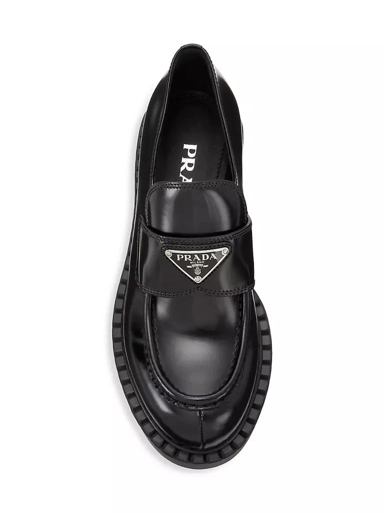 商品Prada|Spazzolato Logo Platform Leather Loafers,价格¥9012,第5张图片详细描述