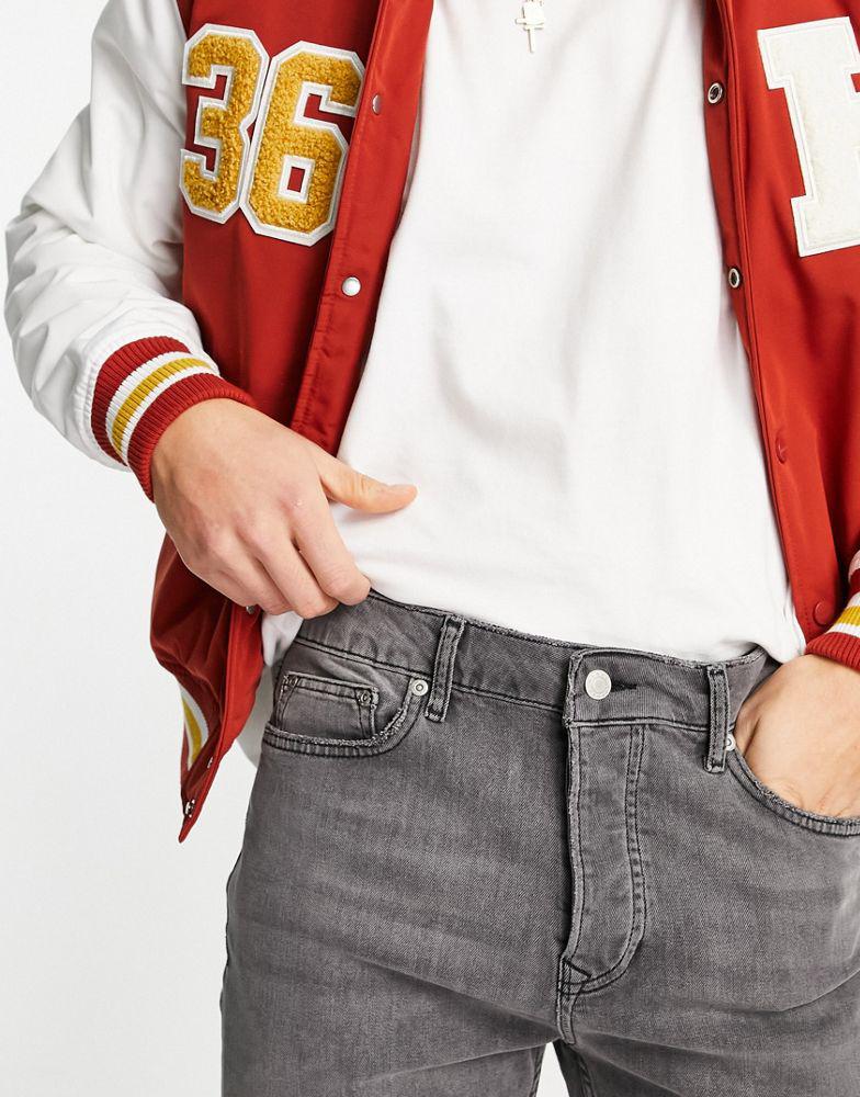 Topman stretch tapered jeans in grey商品第3张图片规格展示