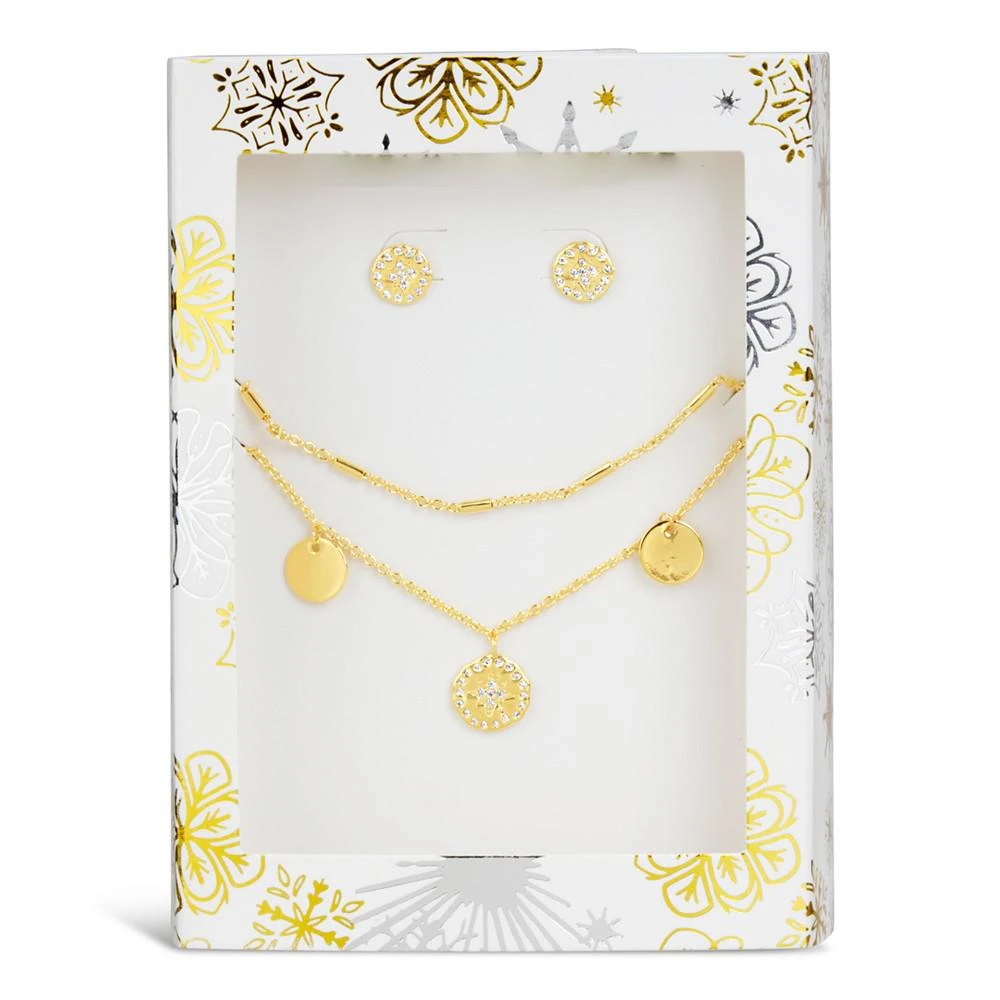 商品Sterling Forever|Cubic Zirconia Stud and Charm Necklace Peace & Joy Gift Set,价格¥407,第1张图片