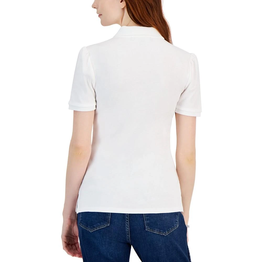 商品Tommy Hilfiger|Women's Cotton Zip-Front Short-Sleeve Polo Shirt,价格¥336,第2张图片详细描述