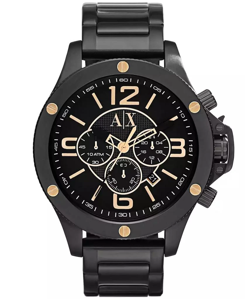 商品Armani Exchange|Men's Chronograph Black Stainless Steel Bracelet Watch 48mm,价格¥2056,第1张图片