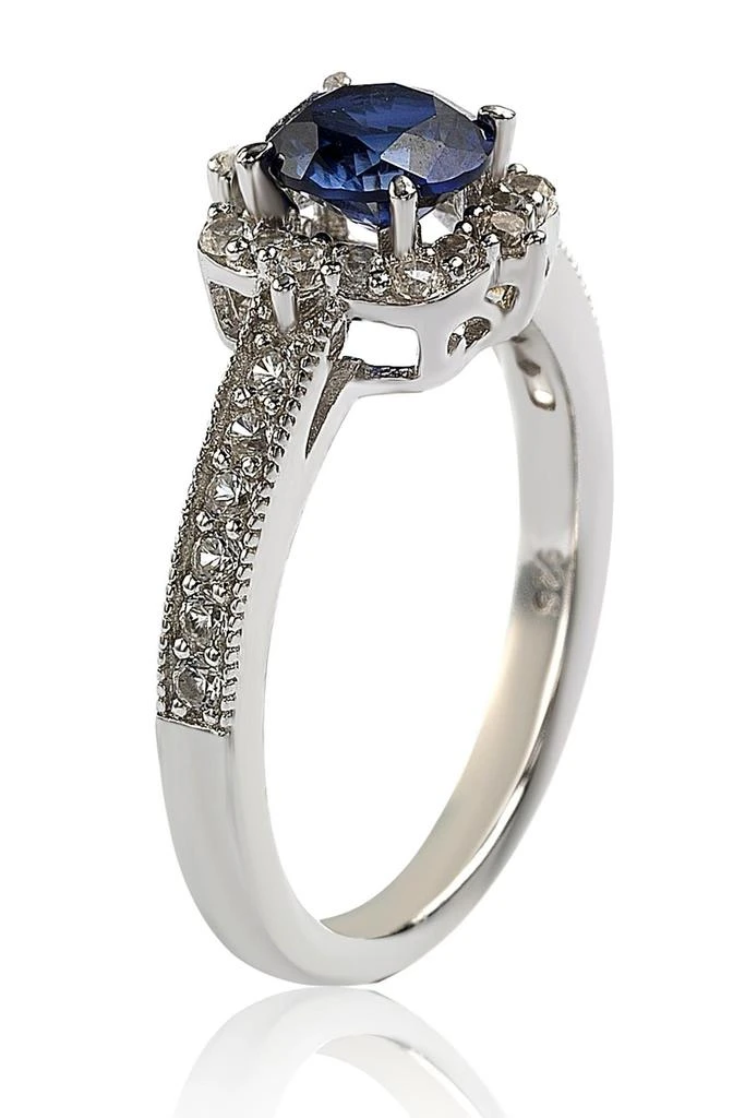 商品Suzy Levian|Sterling Silver Sapphire Center Stone & Cubic Zirconia Ring,价格¥2503,第4张图片详细描述