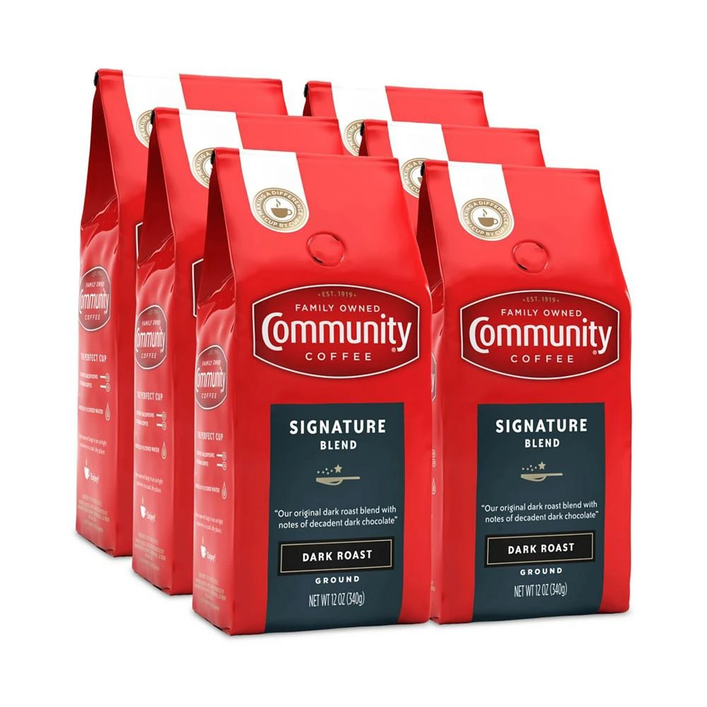 商品Community Coffee|Signature Blend Dark Roast Premium Ground Coffee, 12 Oz - 6 Pack,价格¥463,第1张图片