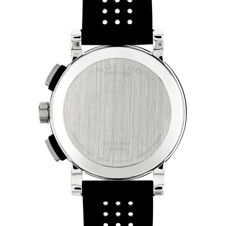 商品Movado|Men's Swiss Museum Sport Chronograph Black Perforated Rubber Strap Watch 44mm 0606545,价格¥5009,第3张图片详细描述