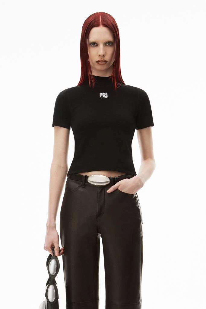 商品Alexander Wang|LOGO PATCH MOCK NECK TOP IN BODYCON KNIT,价格¥2212,第2张图片详细描述