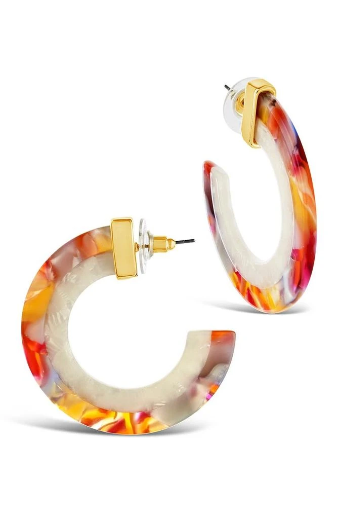 商品Sterling Forever|Two-Tone Resin Hoop Earrings,价格¥168,第1张图片