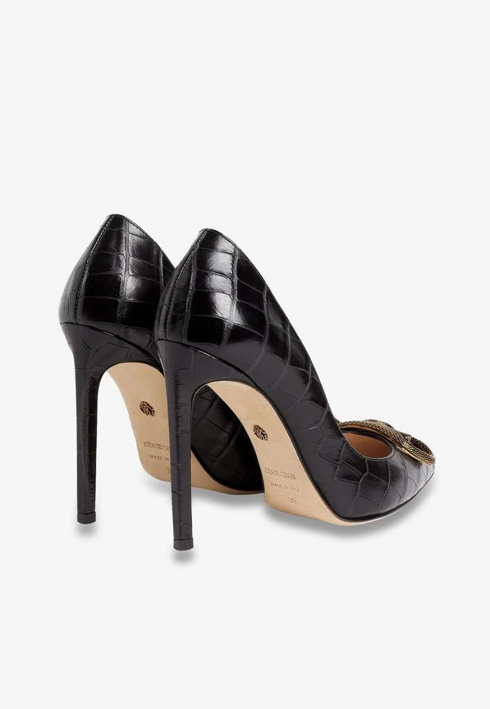 商品Roberto Cavalli|Mirror Snake 105 Croc-Embossed Pumps in Leather,价格¥7600,第3张图片详细描述