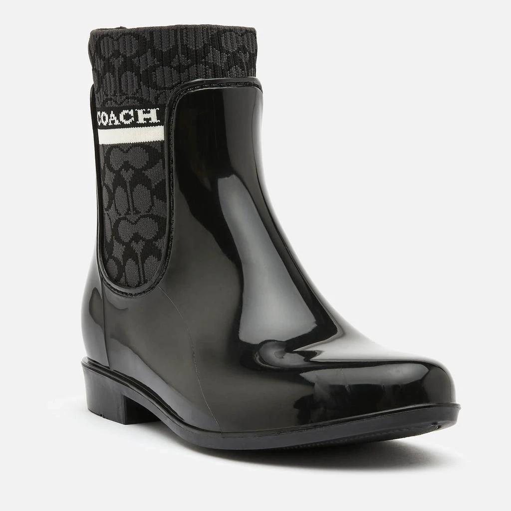 商品Coach|Coach Women's Rivington Signature Knit Rain Boots - Black,价格¥390,第2张图片详细描述
