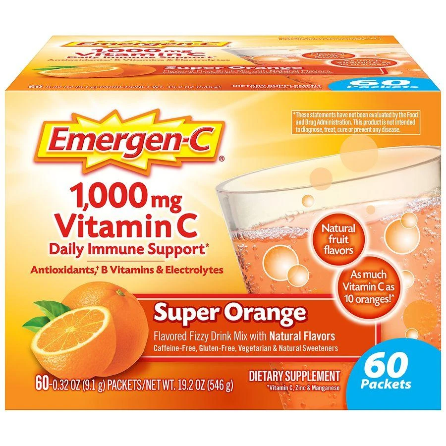 商品Emergen-C|Daily Immune Support Drink with 1000 mg Vitamin C, Antioxidants & B Vitamins Super Orange,价格¥225,第1张图片