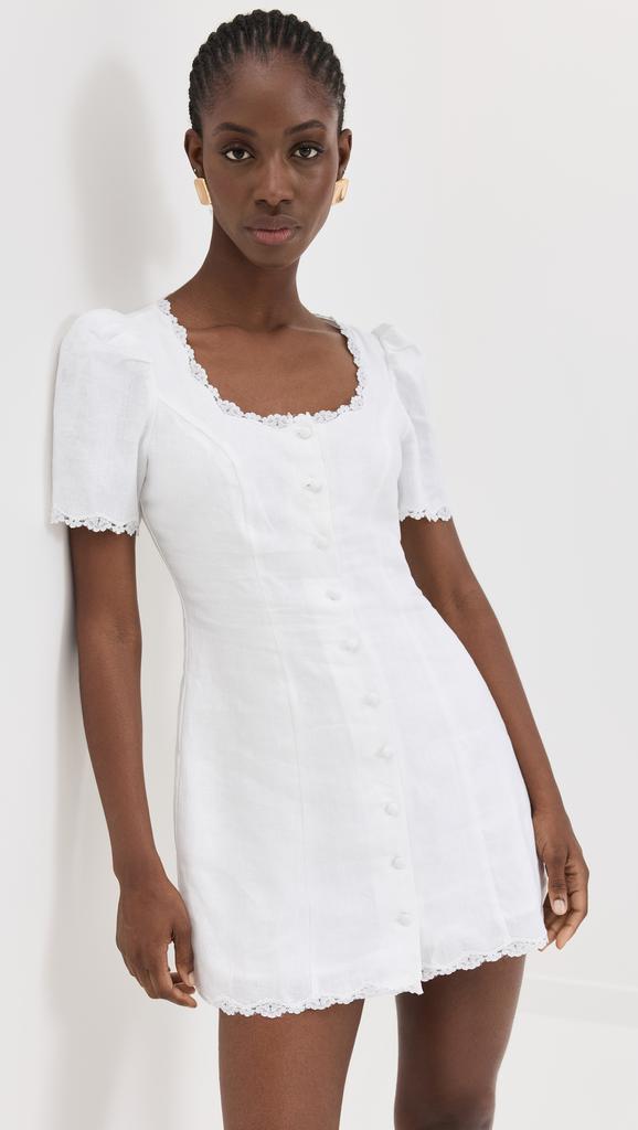 chinese dress ladies White And Gray Linen Dress Adria in white-gray