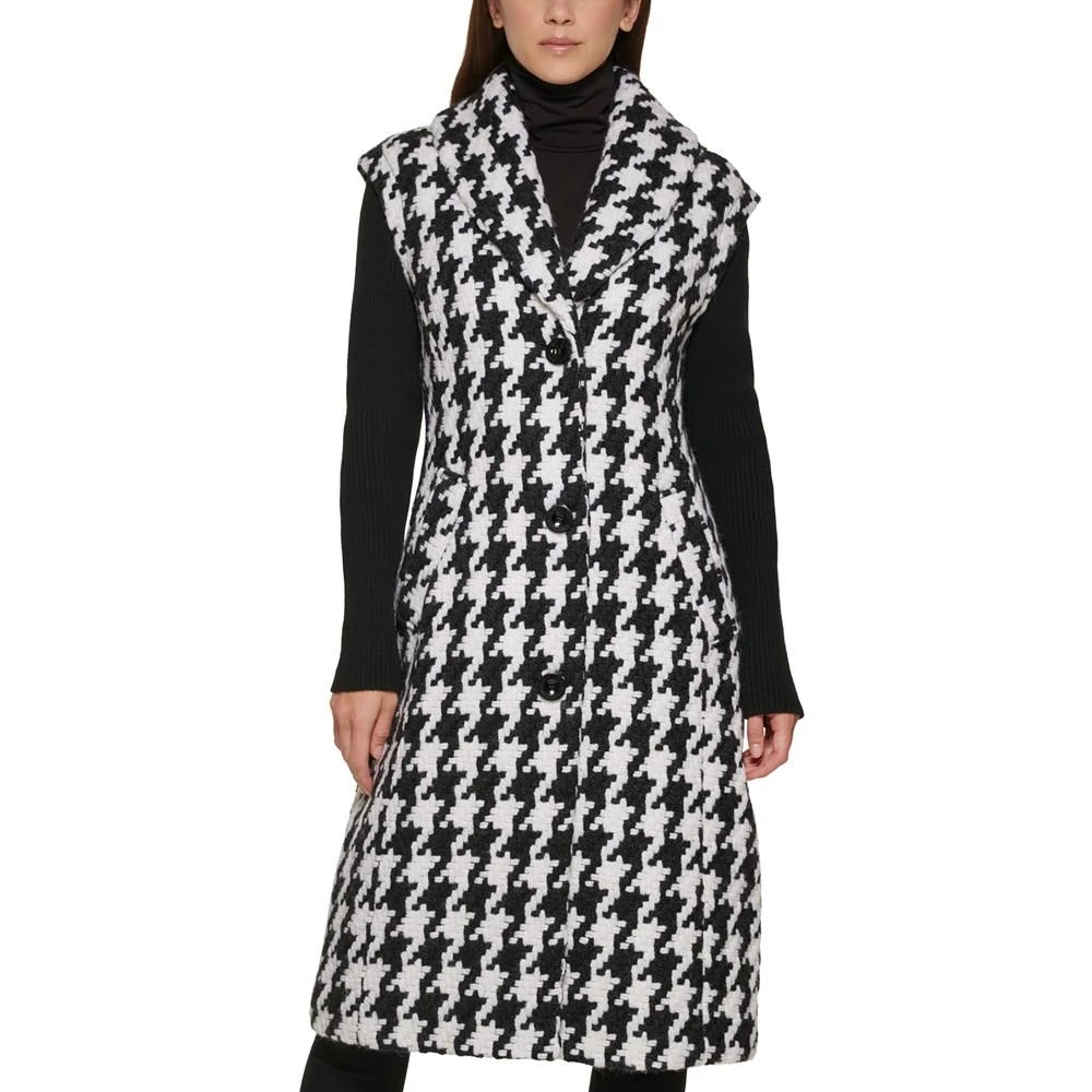 商品Kenneth Cole|Women's Knit-Sleeve Houndstooth Coat,价格¥1261,第1张图片