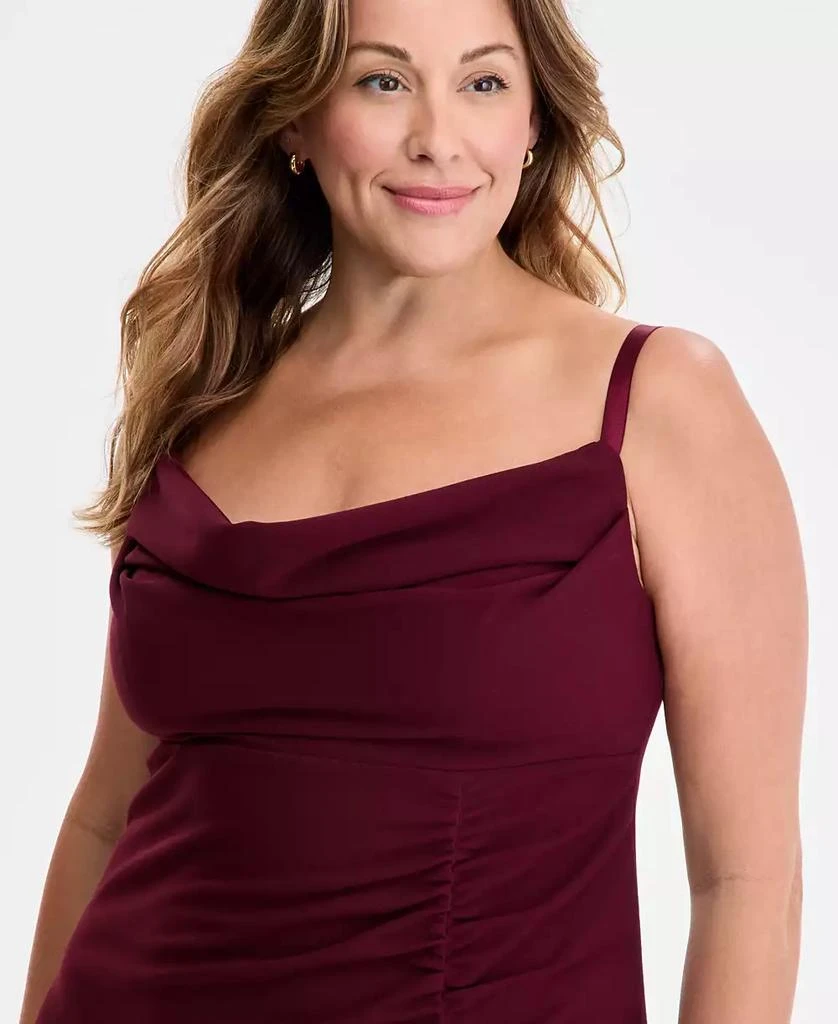 商品Emerald Sundae|Trendy Plus Size Cowlneck Side-Ruched Maxi Dress, Created for Macy's,价格¥585,第4张图片详细描述