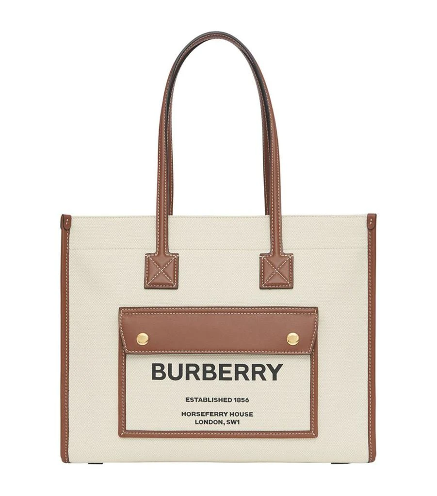商品Burberry|Canvas and Leather Two-Tone Freya Tote Bag,价格¥10664,第1张图片