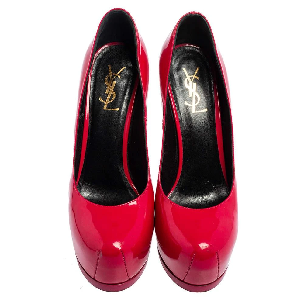 商品[二手商品] Yves Saint Laurent|Saint Laurent Magenta Patent Leather Tribtoo Platform Pumps Size 38.5,价格¥1564,第3张图片详细描述