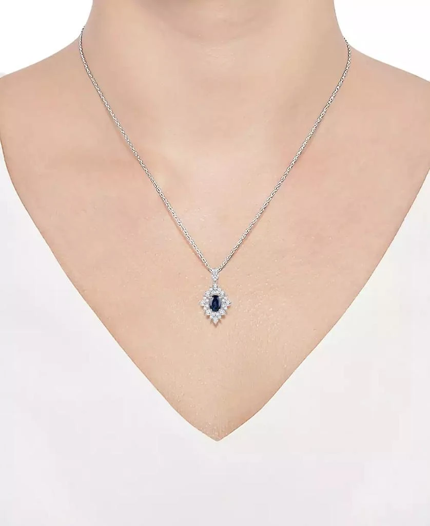 商品Macy's|Sapphire (1 ct. t.w.) and Diamond (1/5 ct. t.w.) Pendant Necklace in 14k White Gold (Also Available in Ruby),价格¥8297,第4张图片详细描述