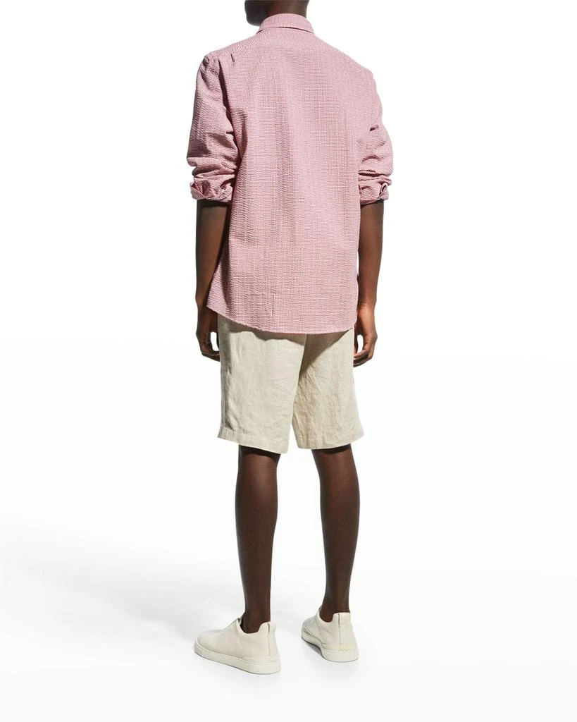 商品Zegna|Men's Seersucker Check Sport Shirt,价格¥1862,第4张图片详细描述