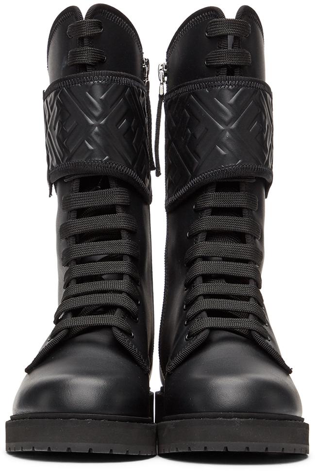 Black 'Forever Fendi' Rockoko Biker Boots商品第2张图片规格展示