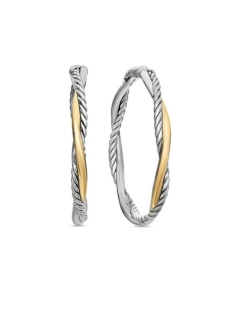 商品David Yurman|Infinity Hoop Earrings in Sterling Silver with 14K Yellow Gold, 42MM,价格¥7360,第1张图片