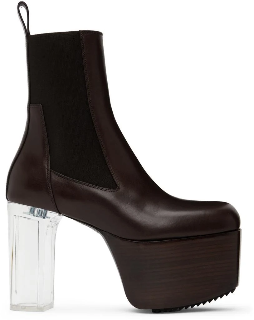 商品Rick Owens|Brown Leather Platform Boots,价格¥4030,第1张图片