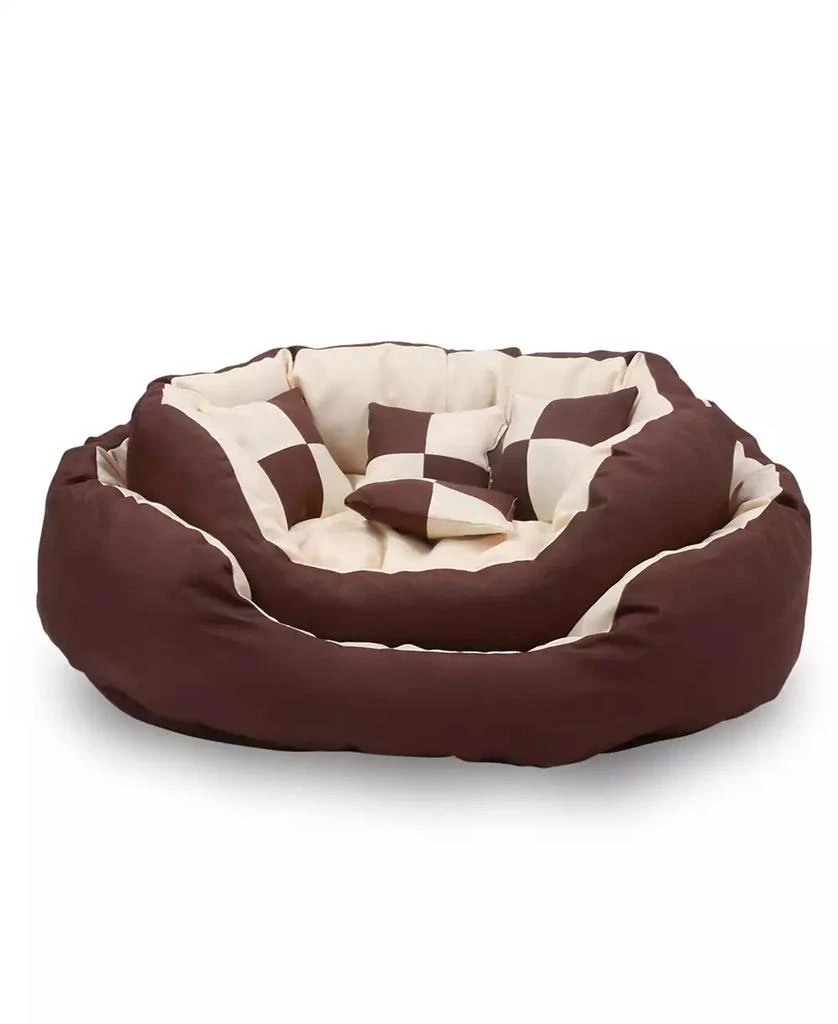 商品Macy's|Happycare Textiles Durable Bolster Sleeper Oval Pet Bed with Removable Reversible Insert Cushion and Additional Two Pillow, 43"x32",价格¥834,第5张图片详细描述