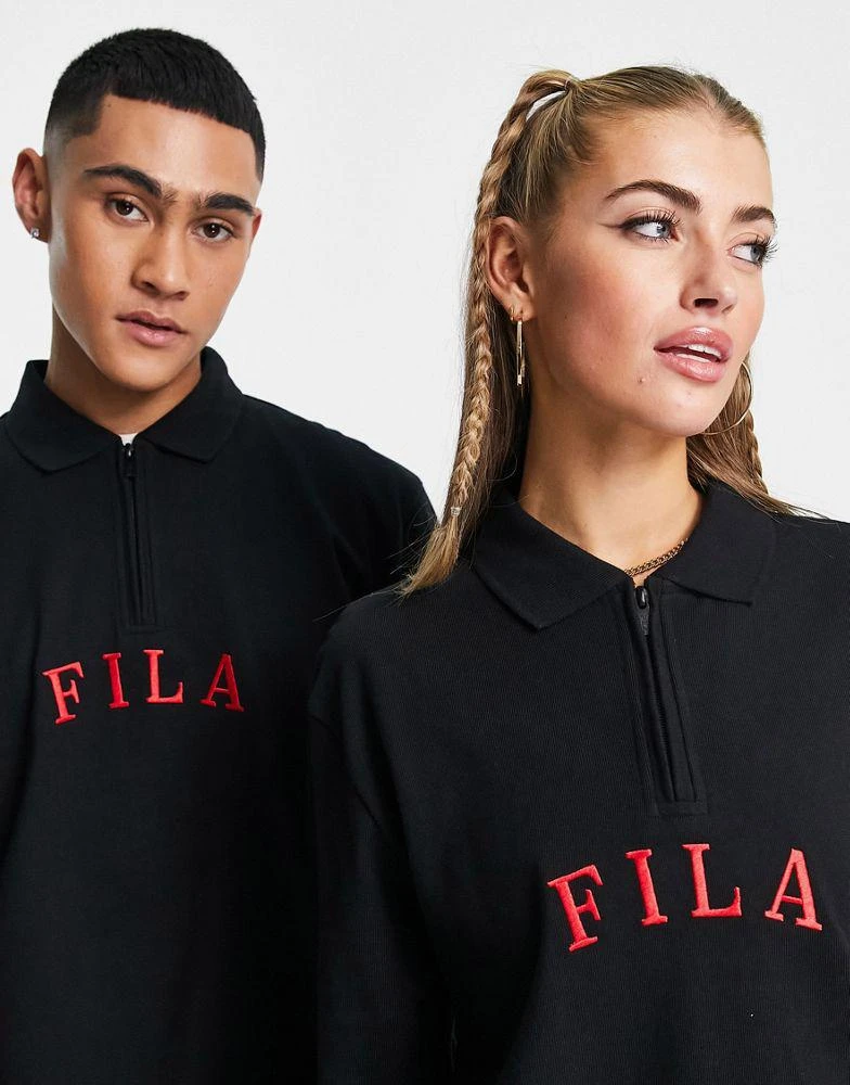 商品Fila|Fila unisex ribbed varsity rugby top in black,价格¥221,第3张图片详细描述