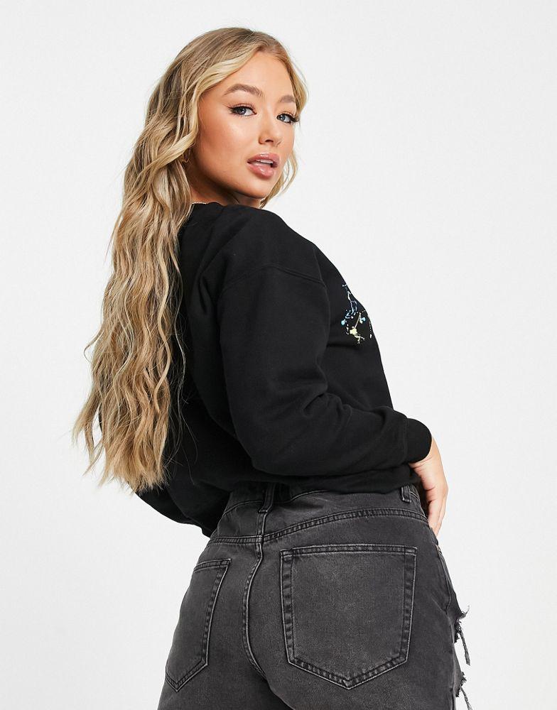 Calvin Klein Jeans splattered overlay logo crew neck jumper in black商品第2张图片规格展示