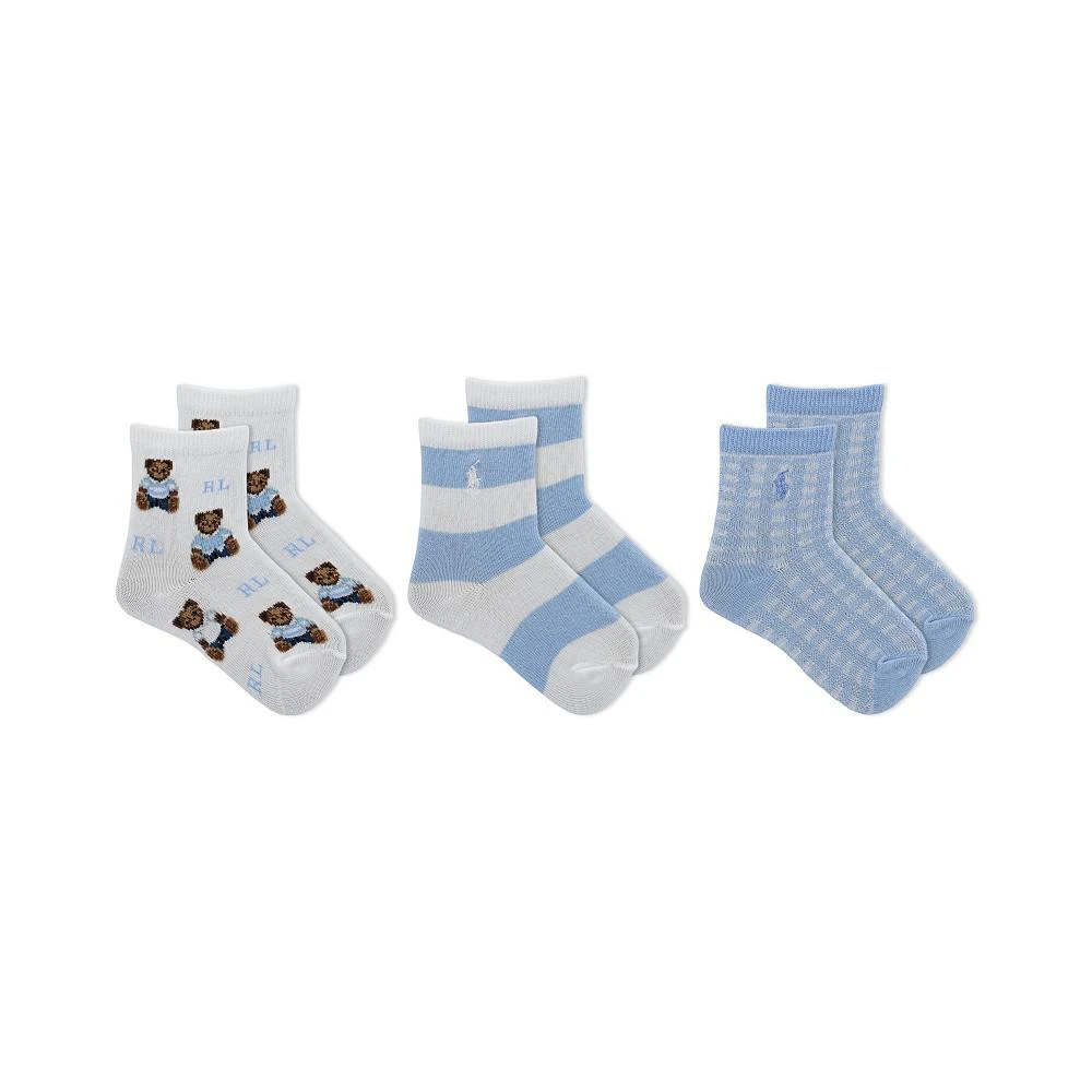 商品Ralph Lauren|Baby Boys Tossed Bear Crew Socks, 3-Pack,价格¥112,第1张图片