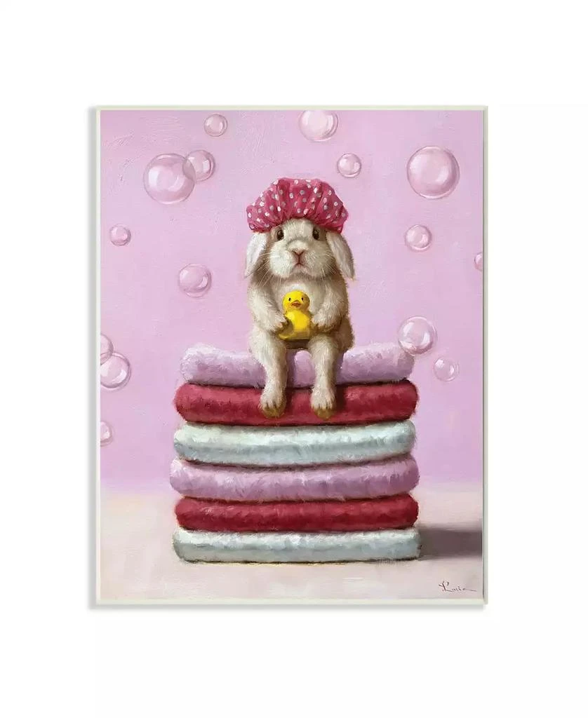 商品Stupell Industries|Cute Baby Rabbit on Bath Towels Soap Bubbles Art, 13" x 19",价格¥277,第1张图片