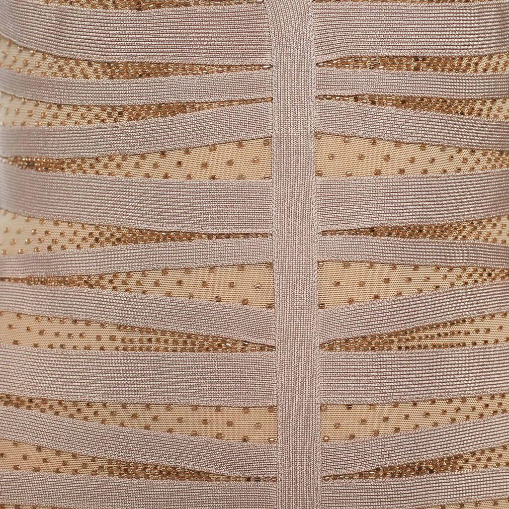 商品[二手商品] Herve Leger|Herve Leger Pale Pink Embellished Eliza Bodycon Dress M,价格¥1104,第3张图片详细描述