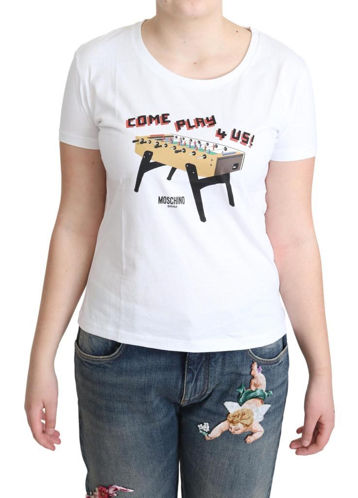 商品Moschino|Moschino White Cotton Come Play 4 Us Print Tops T-shirt,价格¥420,第1张图片