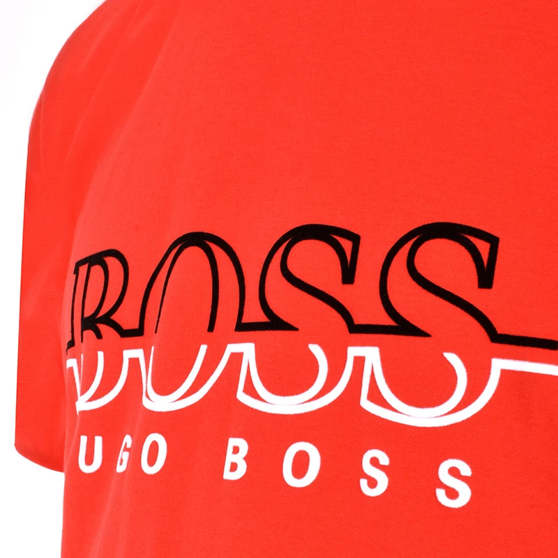 Hugo Boss 雨果博斯 男士红色纯棉BOSS印花时尚休闲短袖T恤 TEE2-182-6415-645 商品