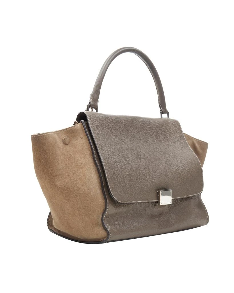 商品[二手商品] Celine|OLD CELINE Trapeze grey leather suede flap top handle flap satchel shoulder bag,价格¥8183,第3张图片详细描述