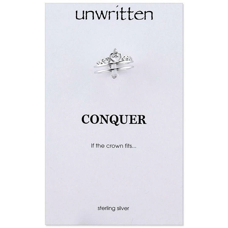 商品Unwritten|Cubic Zirconia Split Shank Crown Ring in Sterling Silver,价格¥113,第3张图片详细描述