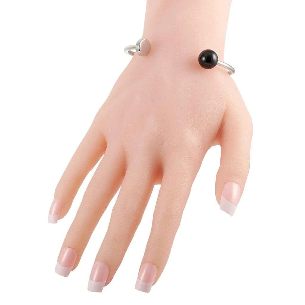 商品Calvin Klein|Bubbly Stainless Steel Onyx Open Bangle Bracelet,价格¥261,第2张图片详细描述