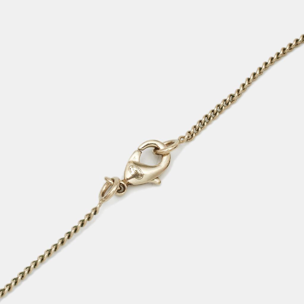 Chanel Coco Heart Enamel Faux Pearl Gold Tone Necklace商品第4张图片规格展示