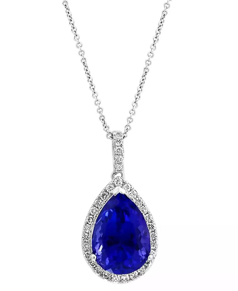 商品Effy|EFFY® Tanzanite (6 ct. t.w.) & Diamond (3/8 ct. t.w.) Halo 16" Pendant Necklace in 14k White Gold,价格¥37619,第1张图片