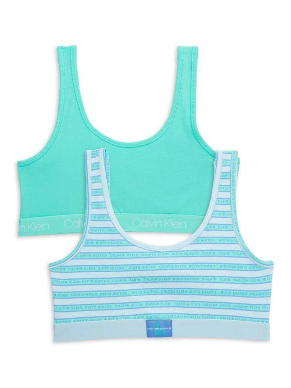 商品Calvin Klein|Girl's 2-Pack Stretch Cotton Sports Bras,价格¥106,第1张图片