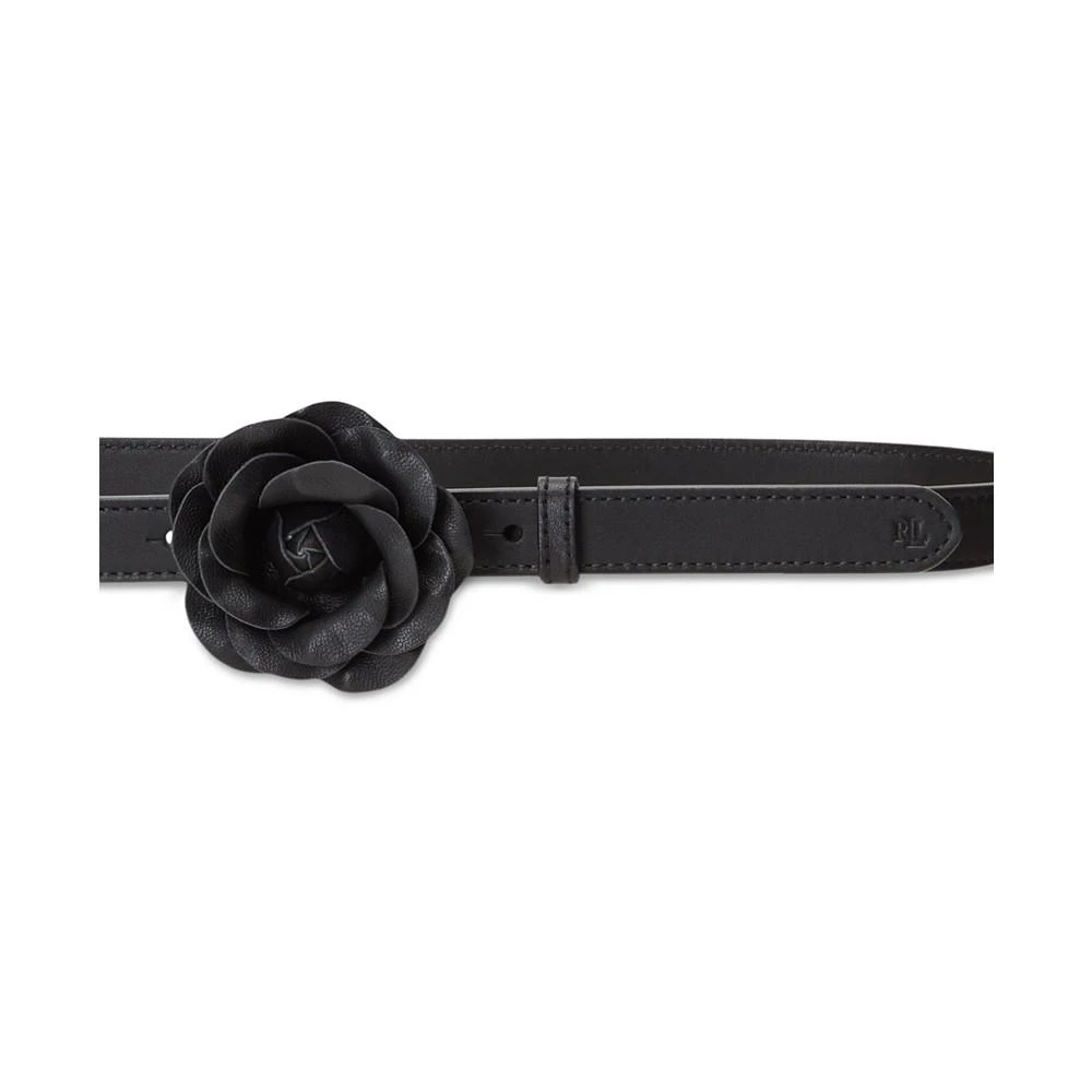 Lauren Ralph Lauren Women's Leather Floral-Buckle Skinny Belt 2