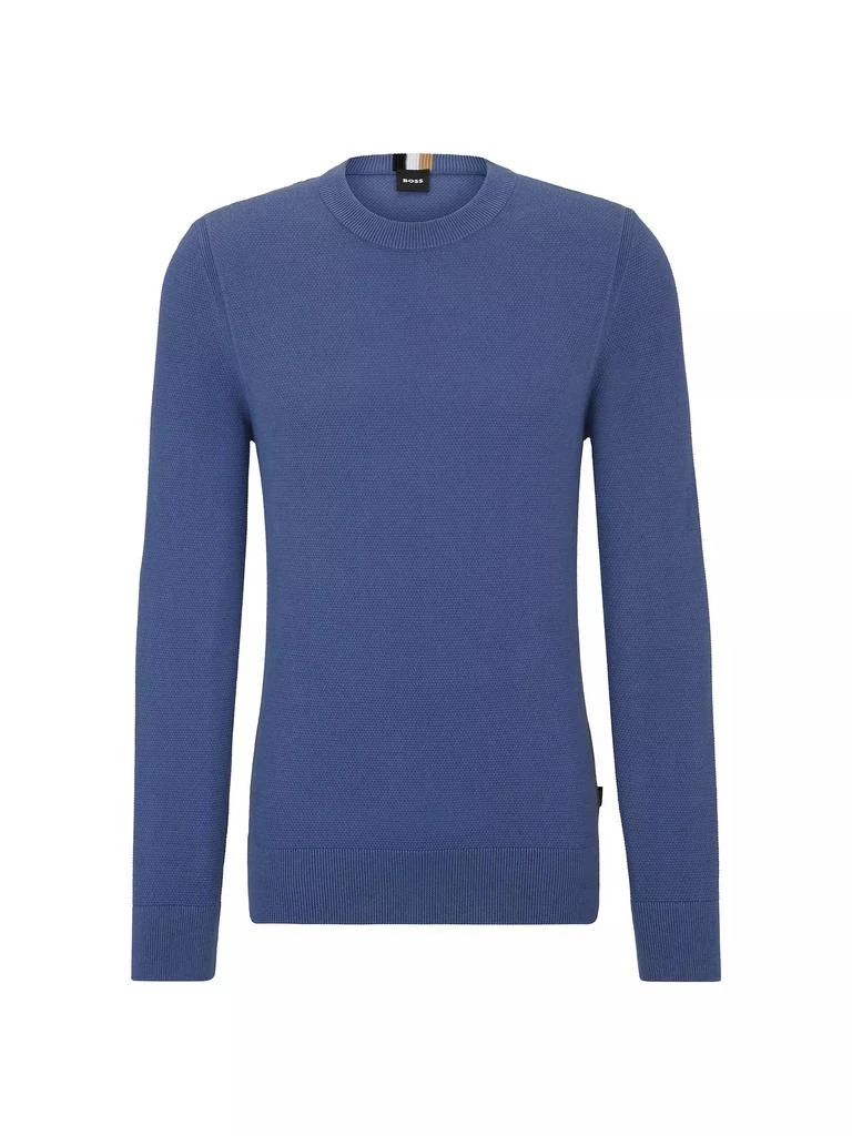 商品Hugo Boss|Micro-Structured Crew-Neck Sweater in Cotton,价格¥1065,第1张图片