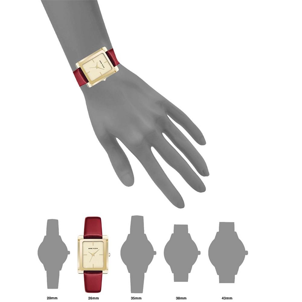 Women's Red Genuine Leather Strap Watch 28mm x 35mm商品第4张图片规格展示