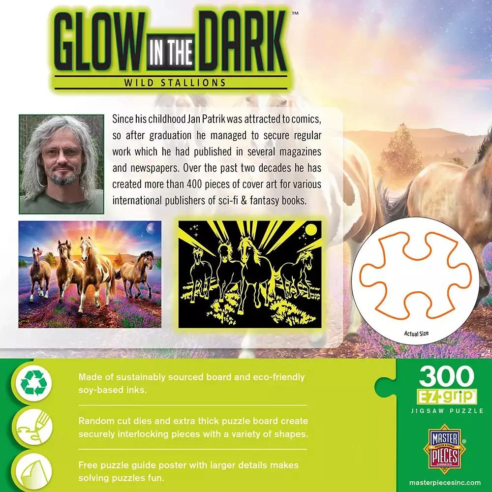 商品Masterpieces|Glow in the Dark - Wild Stallions 300 Piece EZ Grip Puzzle,价格¥127,第3张图片详细描述