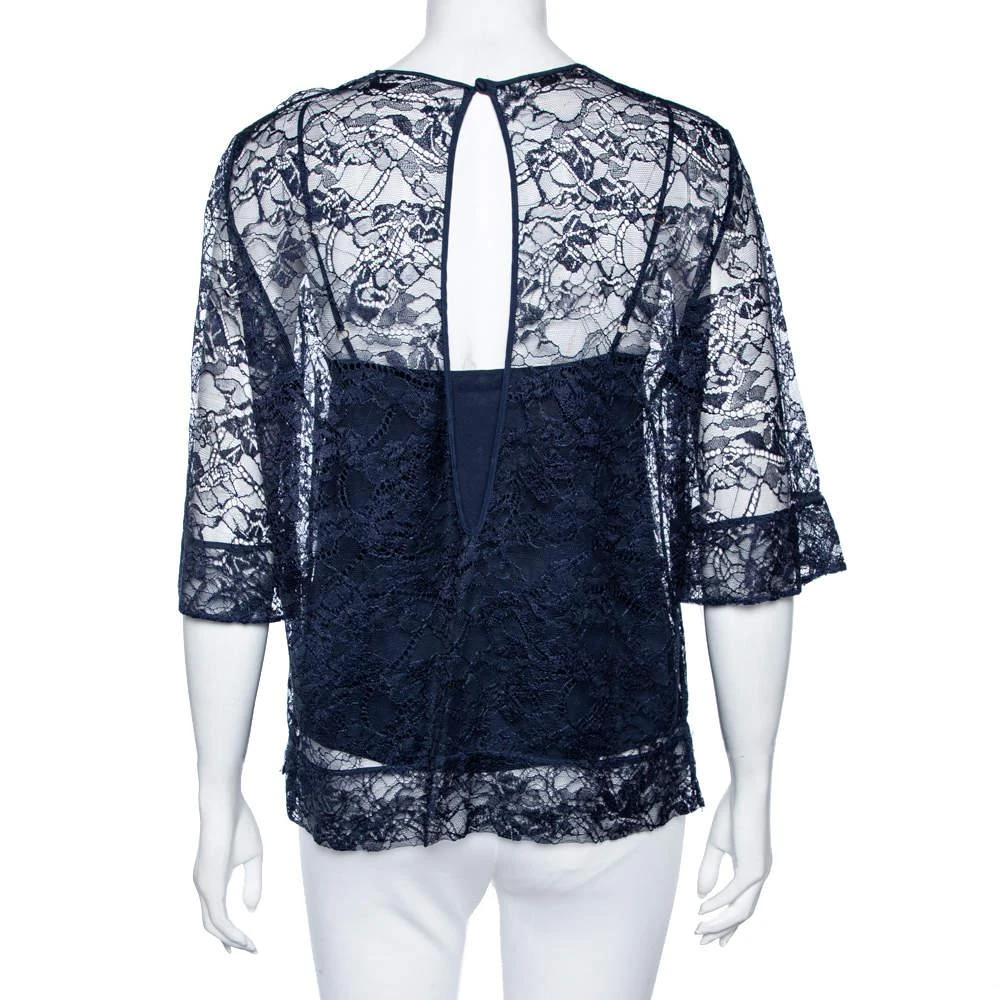 商品[二手商品] EMILIO PUCCI|Emilio Pucci Navy Blue Lace Blouse M,价格¥1298,第3张图片详细描述