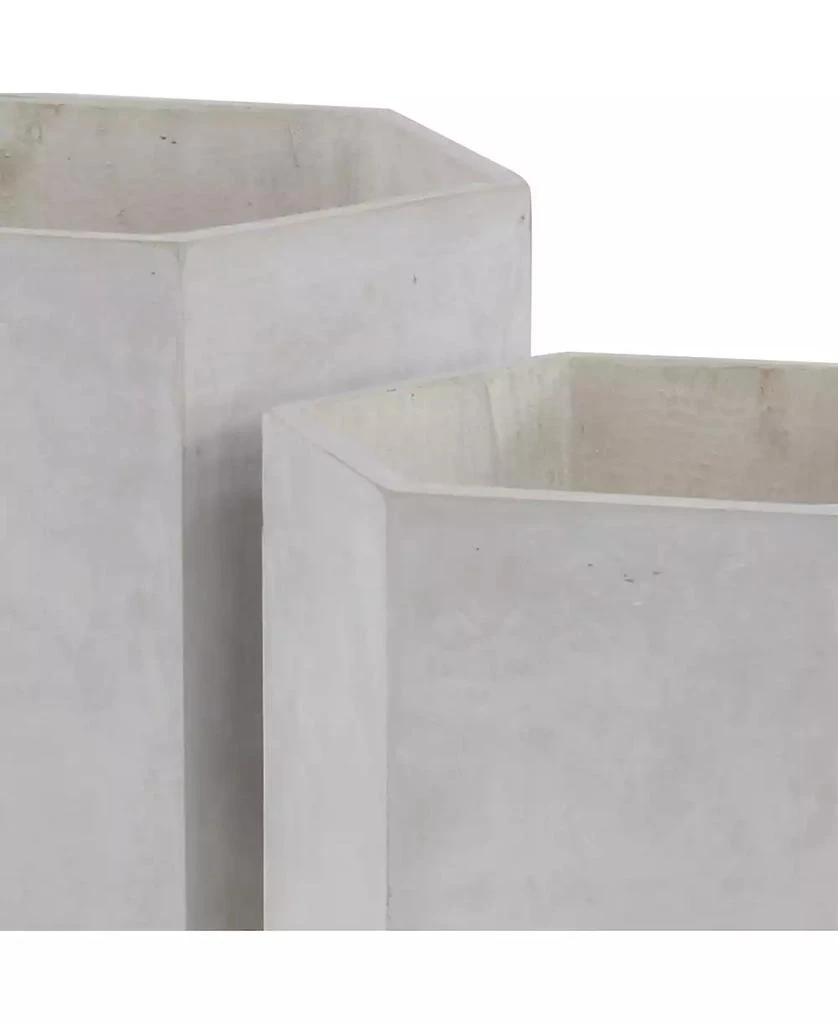 商品CosmoLiving|by Cosmopolitan Set of 2 White Polystone Contemporary Planter, 15", 17",价格¥591,第5张图片详细描述