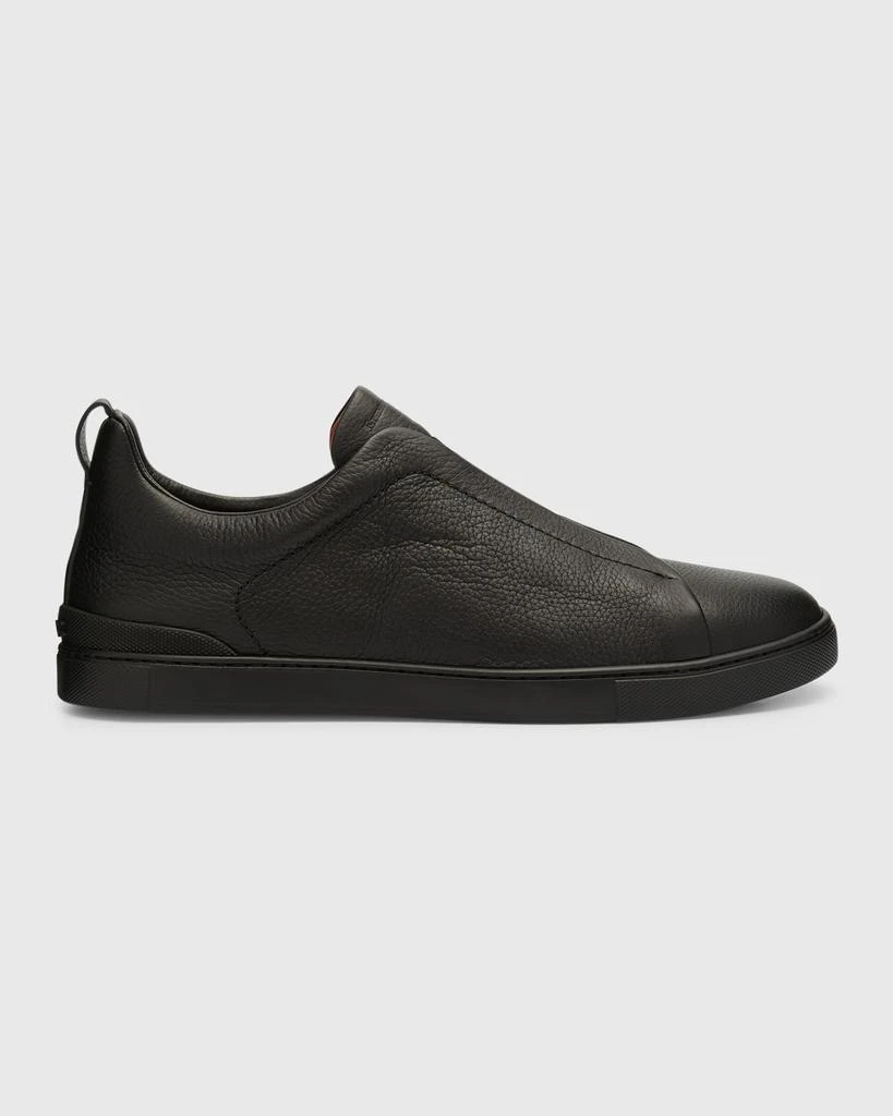 商品Zegna|Men's Triple Stitch Deerskin Leather Sneakers,价格¥8589,第1张图片