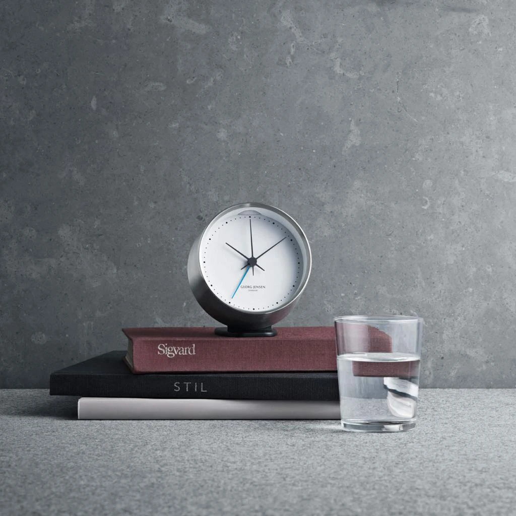 商品Georg Jensen|Hk clock w. Alarm and holder-white 10cm,价格¥1001,第3张图片详细描述