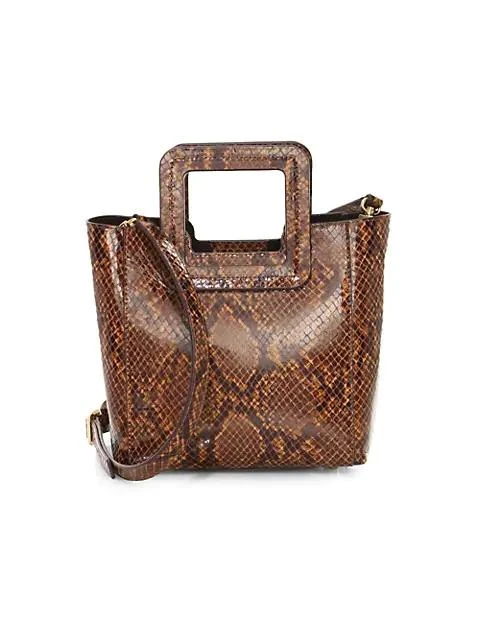 商品Staud|Mini Shirley Snakeskin-Embossed Leather Tote,价格¥2060,第1张图片