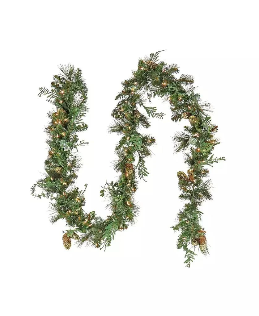商品National Tree Company|First Traditions Collection 9' Pre-Lit Artificial North Conway Garland with Glittery Cones and Eucalyptus,价格¥793,第1张图片
